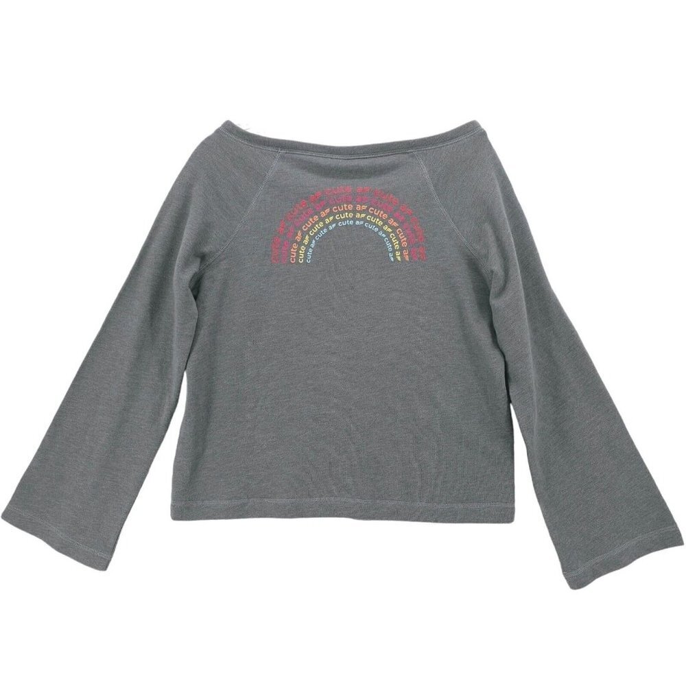 NWT Fabletics Isabel Cute AF Pullover Gray Wide Sleeve Terry Sweatshirt XS